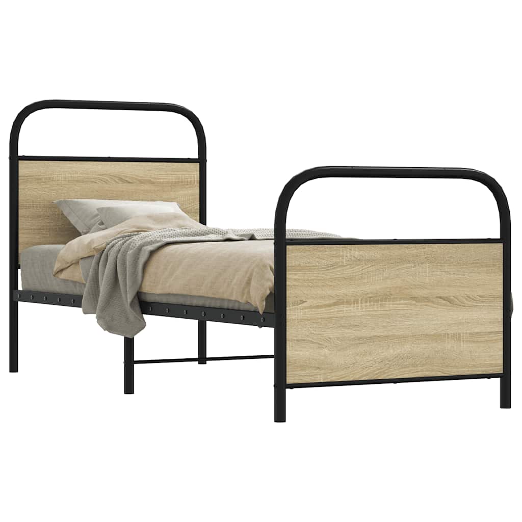 Bedframe zonder matras bewerkt hout sonoma eikenkleur 80x200 cm is nu te koop bij PeponiXL, paradijselijk wonen!