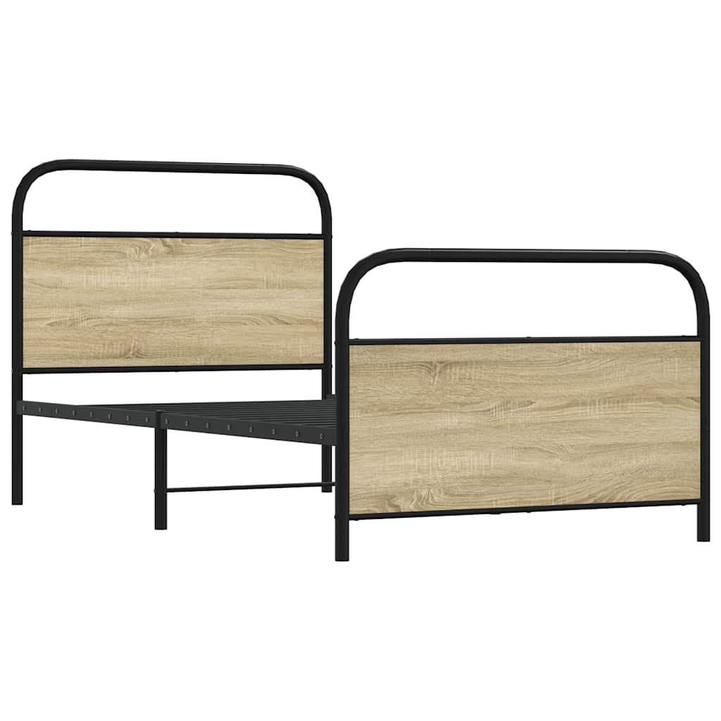 Bedframe zonder matras bewerkt hout sonoma eikenkleur 90x190 cm is nu te koop bij PeponiXL, paradijselijk wonen!