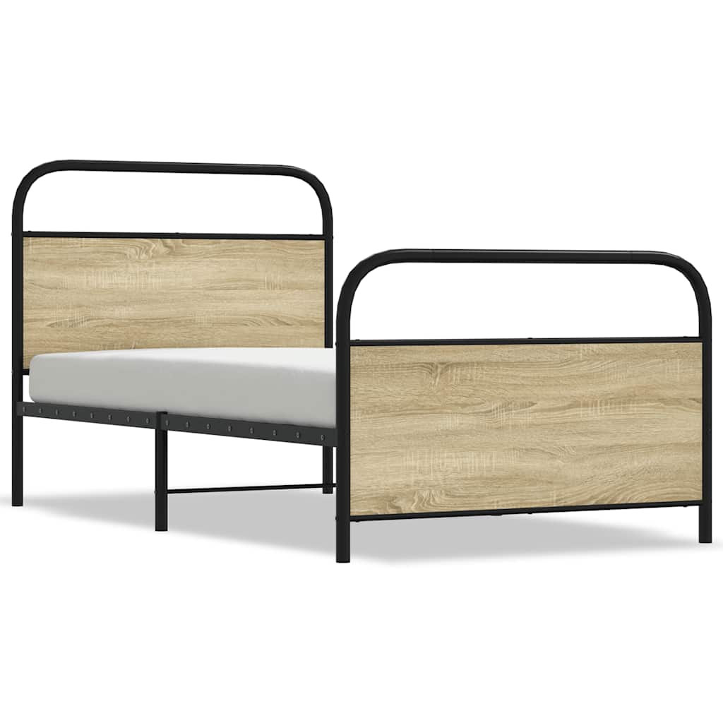 Bedframe zonder matras bewerkt hout sonoma eikenkleur 100x190cm is nu te koop bij PeponiXL, paradijselijk wonen!