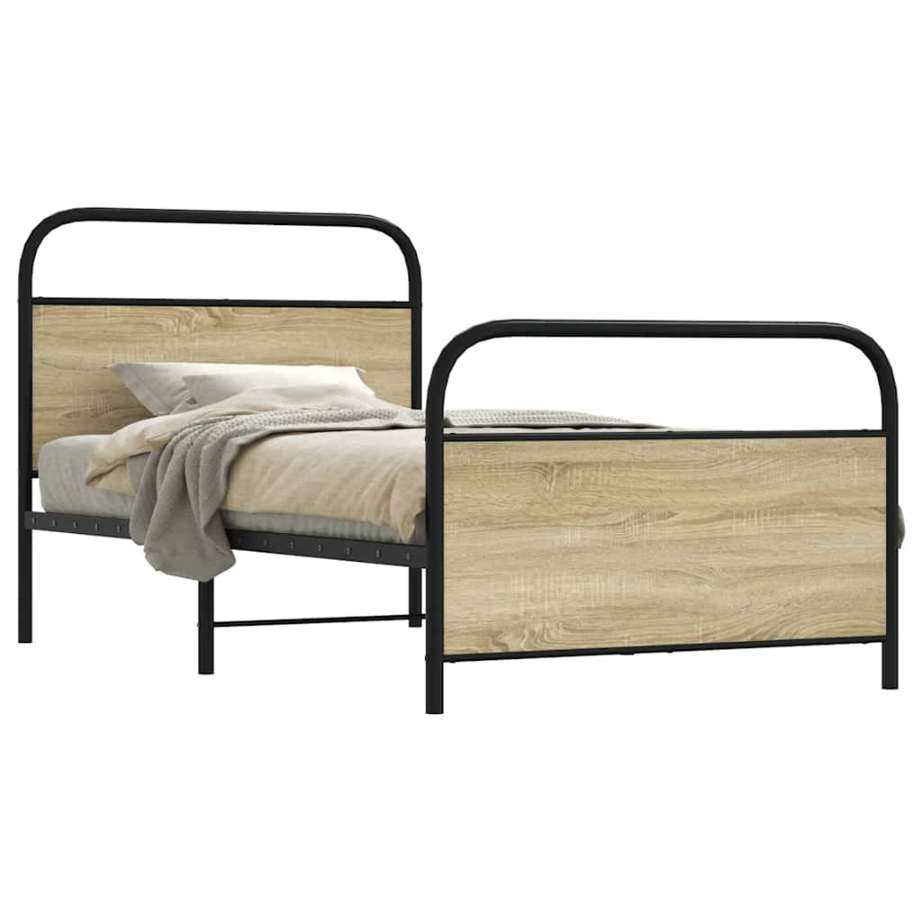 Bedframe zonder matras bewerkt hout sonoma eikenkleur 100x190cm is nu te koop bij PeponiXL, paradijselijk wonen!