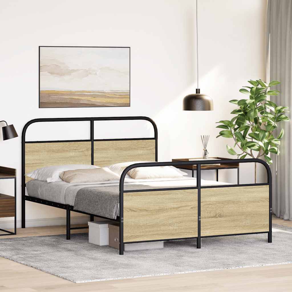 Bedframe zonder matras bewerkt hout sonoma eikenkleur 120x190cm is nu te koop bij PeponiXL, paradijselijk wonen!