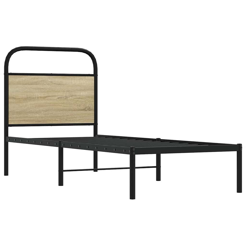 Vervangend hoofdbord 75 cm staal en bewerkt hout sonoma eikenkleurig is nu te koop bij PeponiXL, paradijselijk wonen!