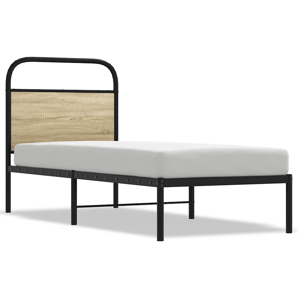 Vervangend hoofdbord 75 cm staal en bewerkt hout sonoma eikenkleurig is nu te koop bij PeponiXL, paradijselijk wonen!