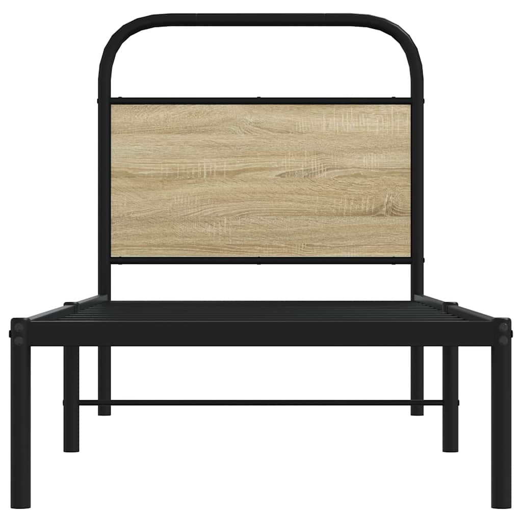 Vervangend hoofdbord 75 cm staal en bewerkt hout sonoma eikenkleurig is nu te koop bij PeponiXL, paradijselijk wonen!