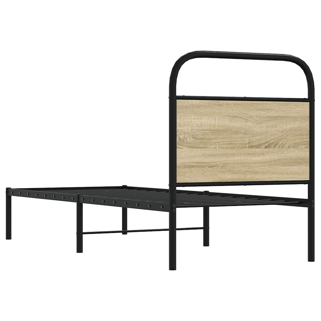 Vervangend hoofdbord 75 cm staal en bewerkt hout sonoma eikenkleurig is nu te koop bij PeponiXL, paradijselijk wonen!