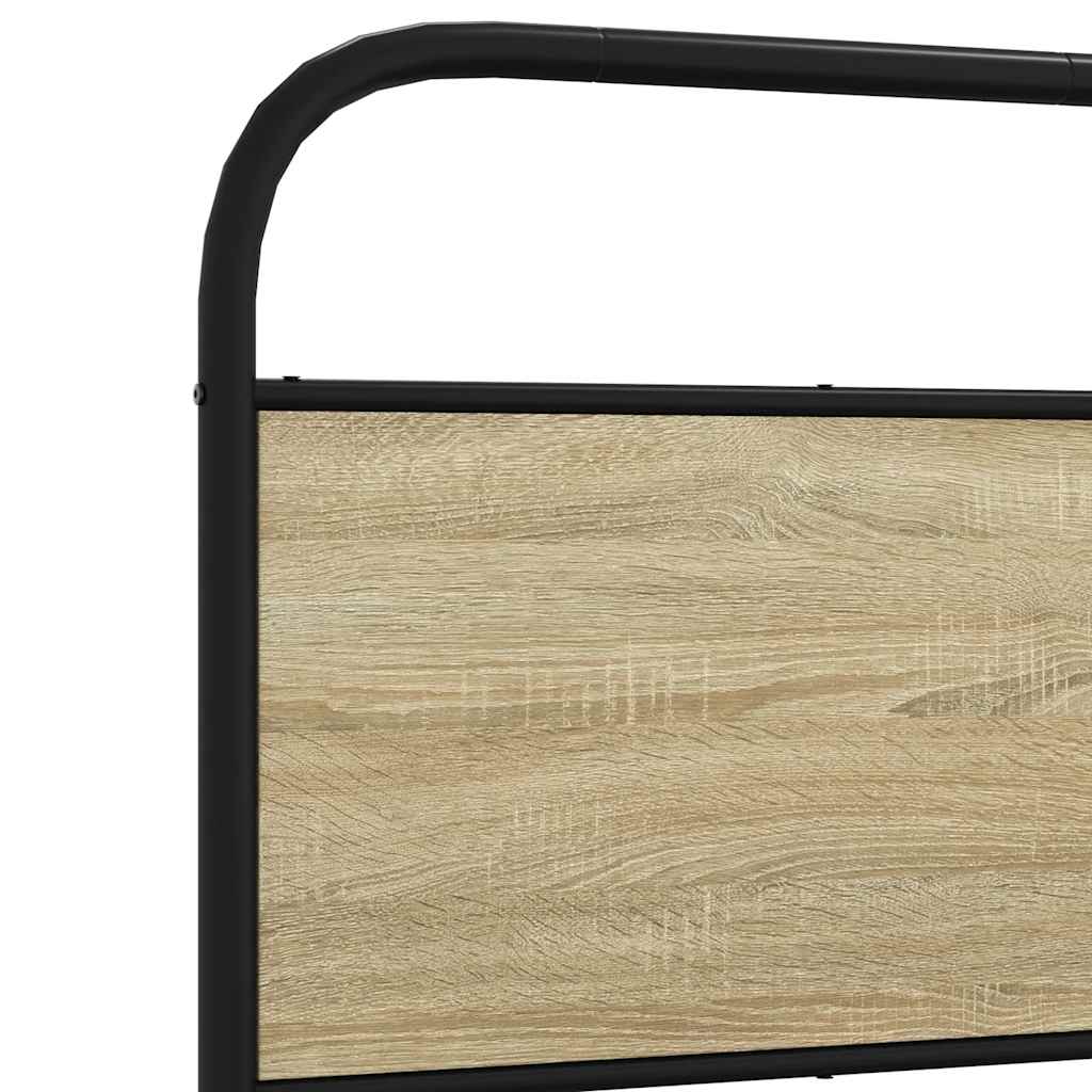 Vervangend hoofdbord 75 cm staal en bewerkt hout sonoma eikenkleurig is nu te koop bij PeponiXL, paradijselijk wonen!