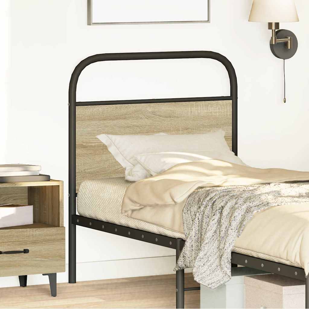 Vervangend hoofdbord 80 cm staal en bewerkt hout sonoma eikenkleurig is nu te koop bij PeponiXL, paradijselijk wonen!