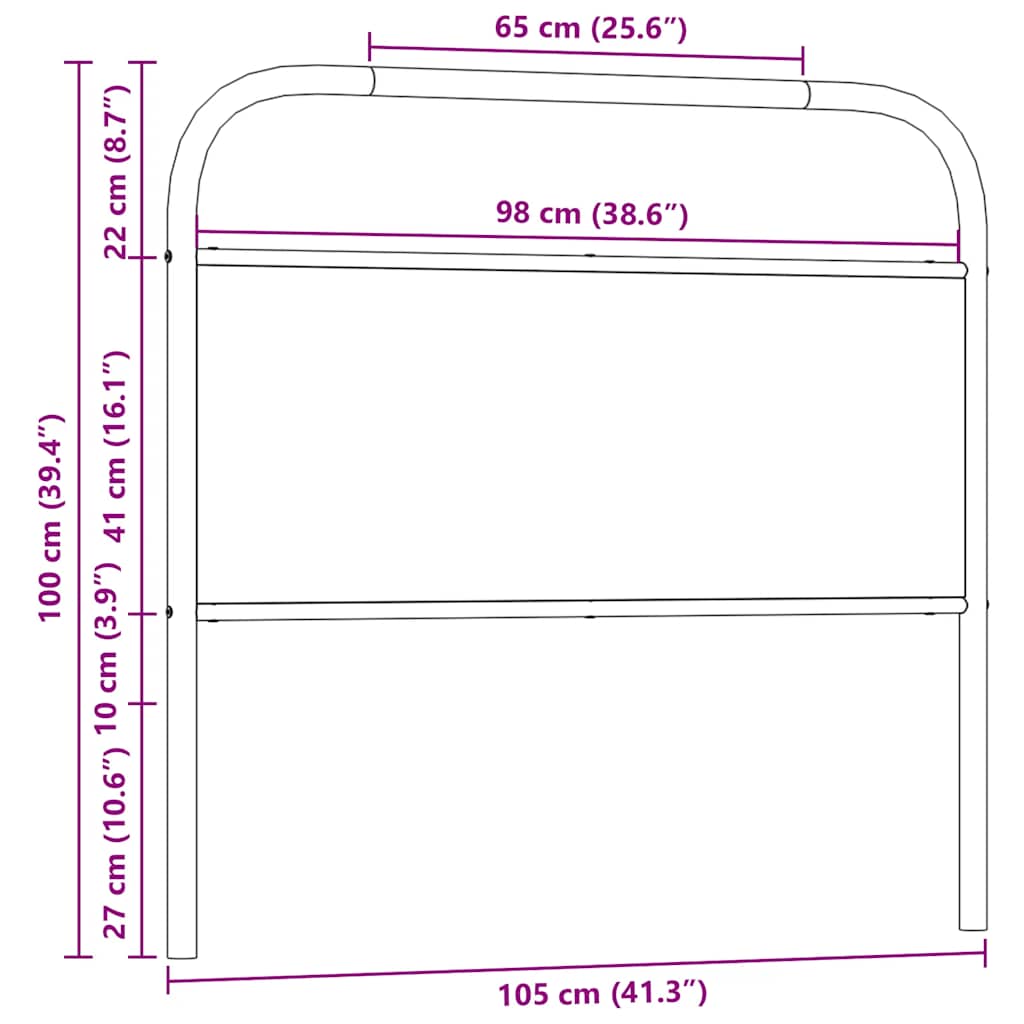Vervangend hoofdbord 100 cm staal en bewerkt hout sonoma eikenkleurig is nu te koop bij PeponiXL, paradijselijk wonen!