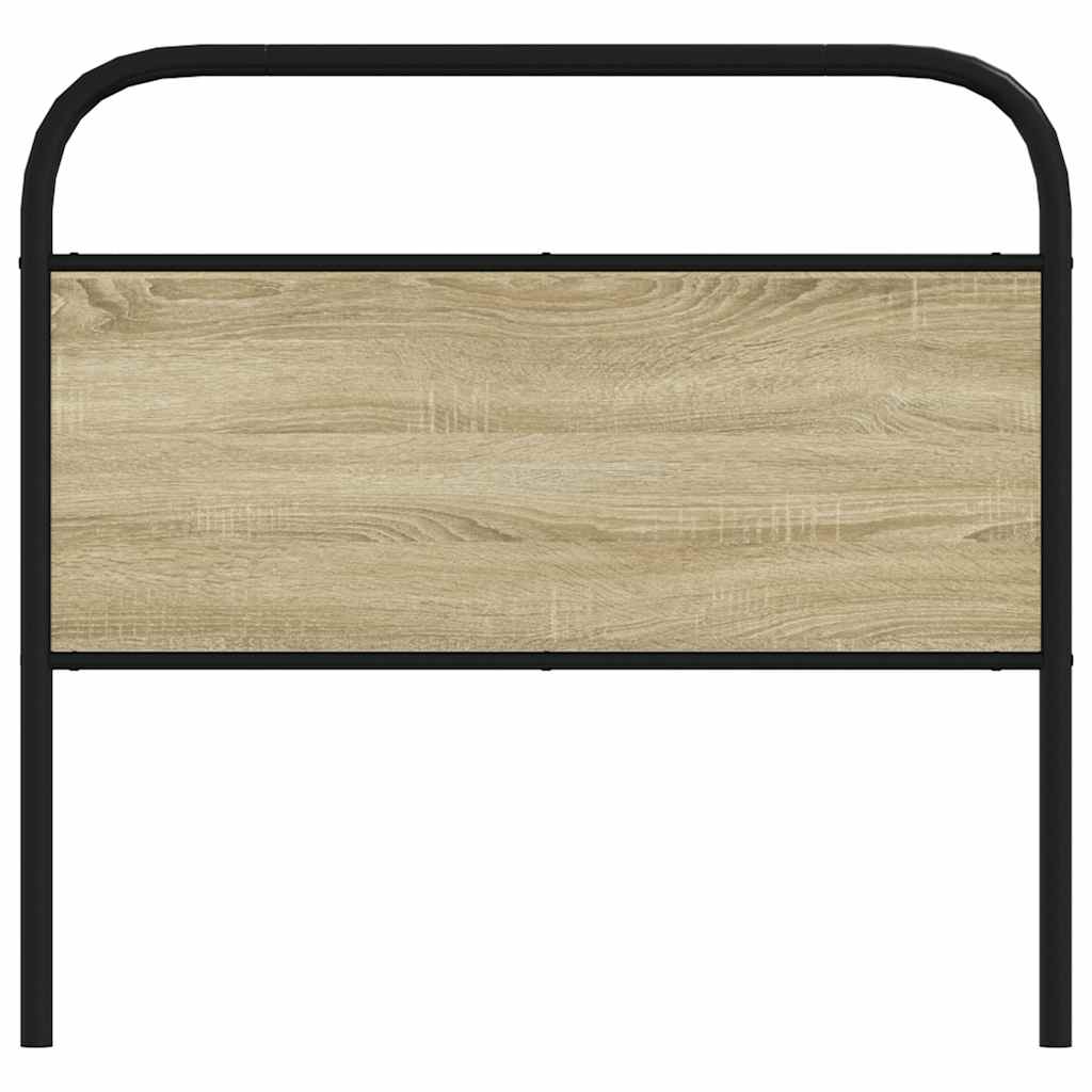 Vervangend hoofdbord 107 cm staal en bewerkt hout sonoma eikenkleurig is nu te koop bij PeponiXL, paradijselijk wonen!