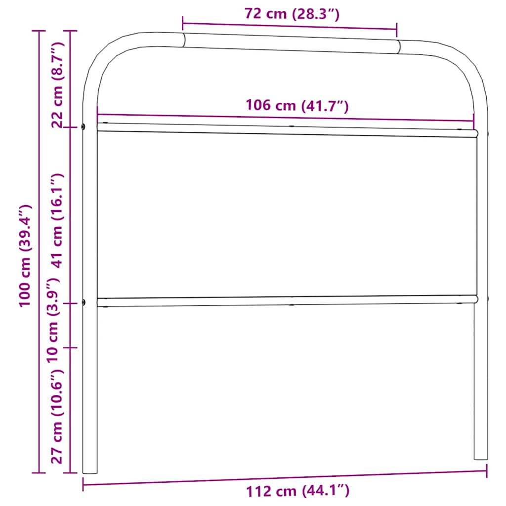 Vervangend hoofdbord 107 cm staal en bewerkt hout sonoma eikenkleurig is nu te koop bij PeponiXL, paradijselijk wonen!
