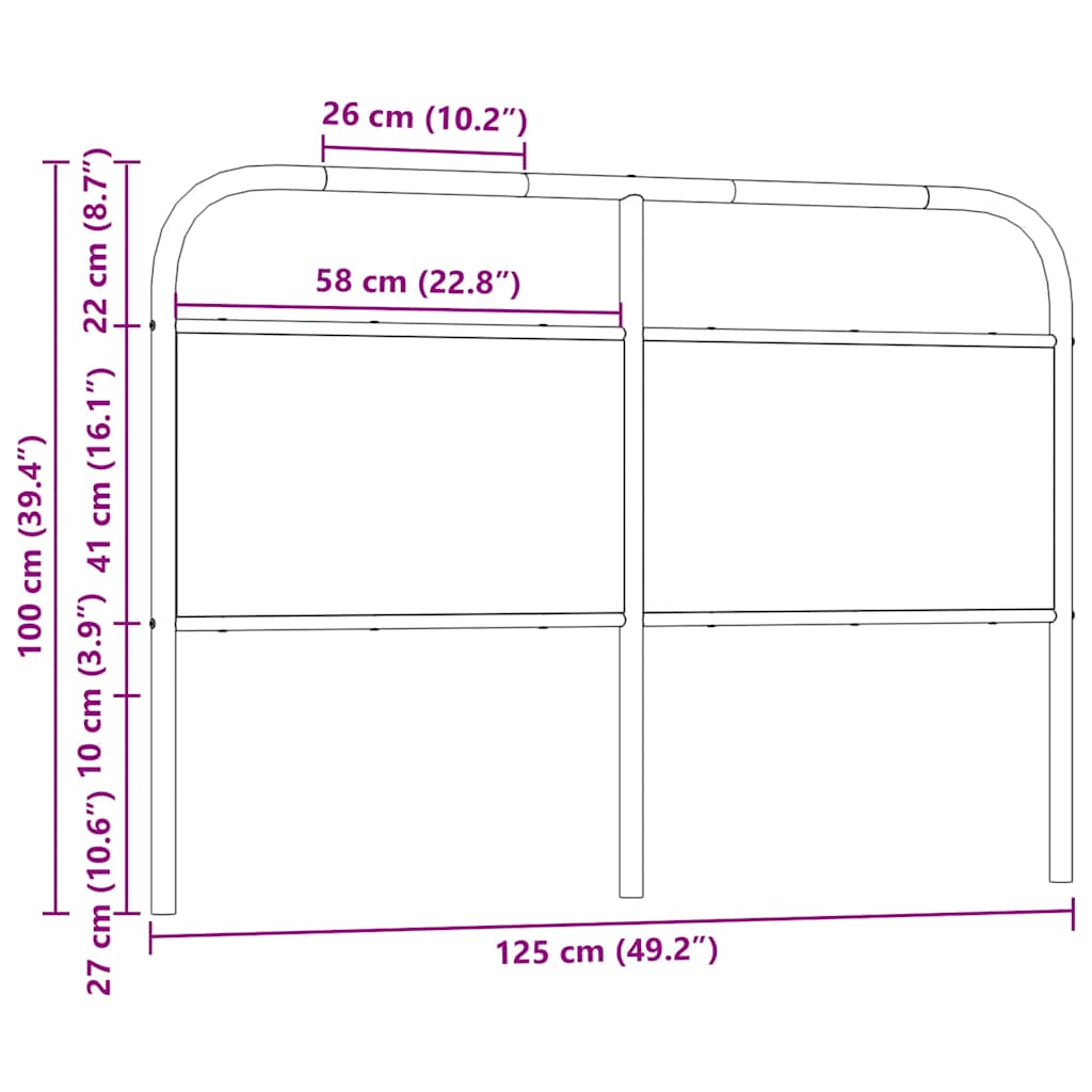 Vervangend hoofdbord 120 cm staal en bewerkt hout sonoma eikenkleurig is nu te koop bij PeponiXL, paradijselijk wonen!