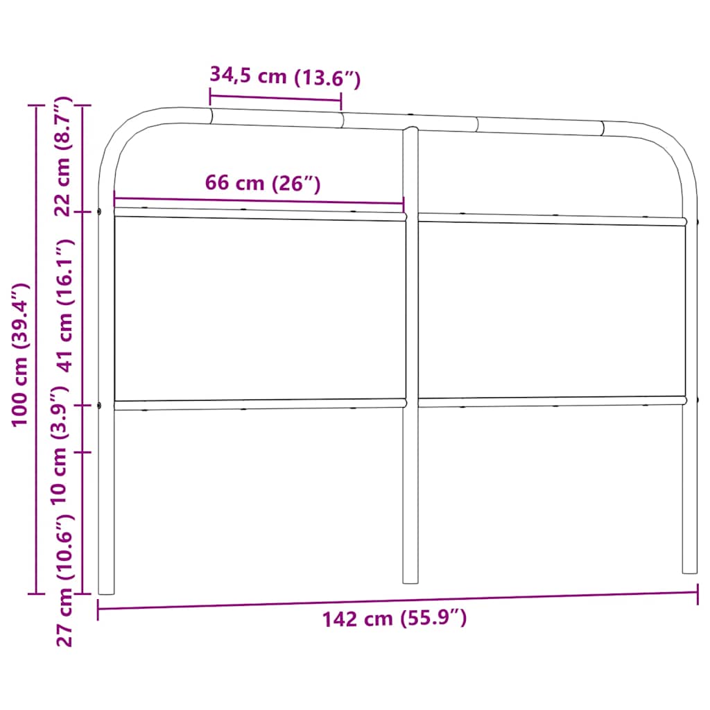 Vervangend hoofdbord 135 cm staal en bewerkt hout sonoma eikenkleurig is nu te koop bij PeponiXL, paradijselijk wonen!