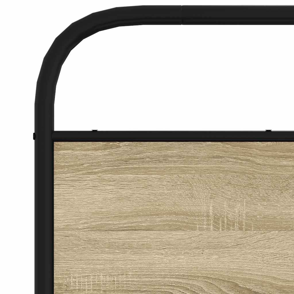 Vervangend hoofdbord 150 cm staal en bewerkt hout sonoma eikenkleurig is nu te koop bij PeponiXL, paradijselijk wonen!