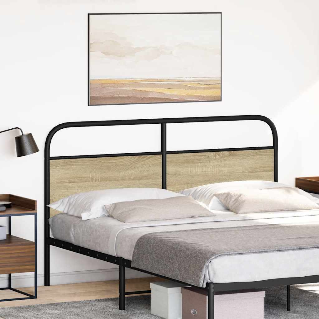Vervangend hoofdbord 160 cm staal en bewerkt hout sonoma eikenkleurig is nu te koop bij PeponiXL, paradijselijk wonen!