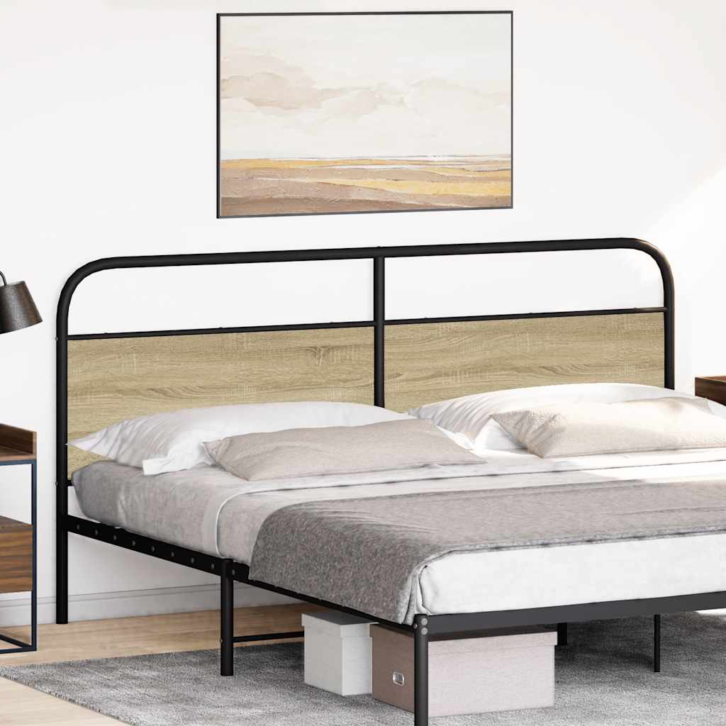Vervangend hoofdbord 180 cm staal en bewerkt hout sonoma eikenkleurig is nu te koop bij PeponiXL, paradijselijk wonen!