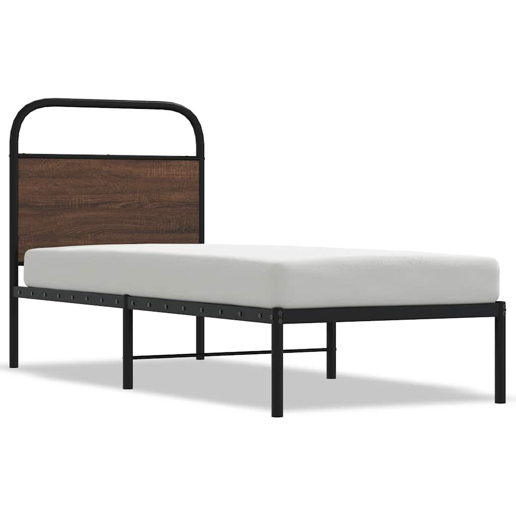 Bedframe zonder matras bewerkt hout bruin eikenkleur 75x190 cm is nu te koop bij PeponiXL, paradijselijk wonen!