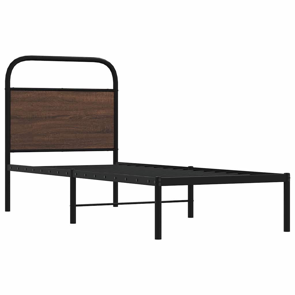 Bedframe zonder matras bewerkt hout bruin eikenkleur 75x190 cm is nu te koop bij PeponiXL, paradijselijk wonen!