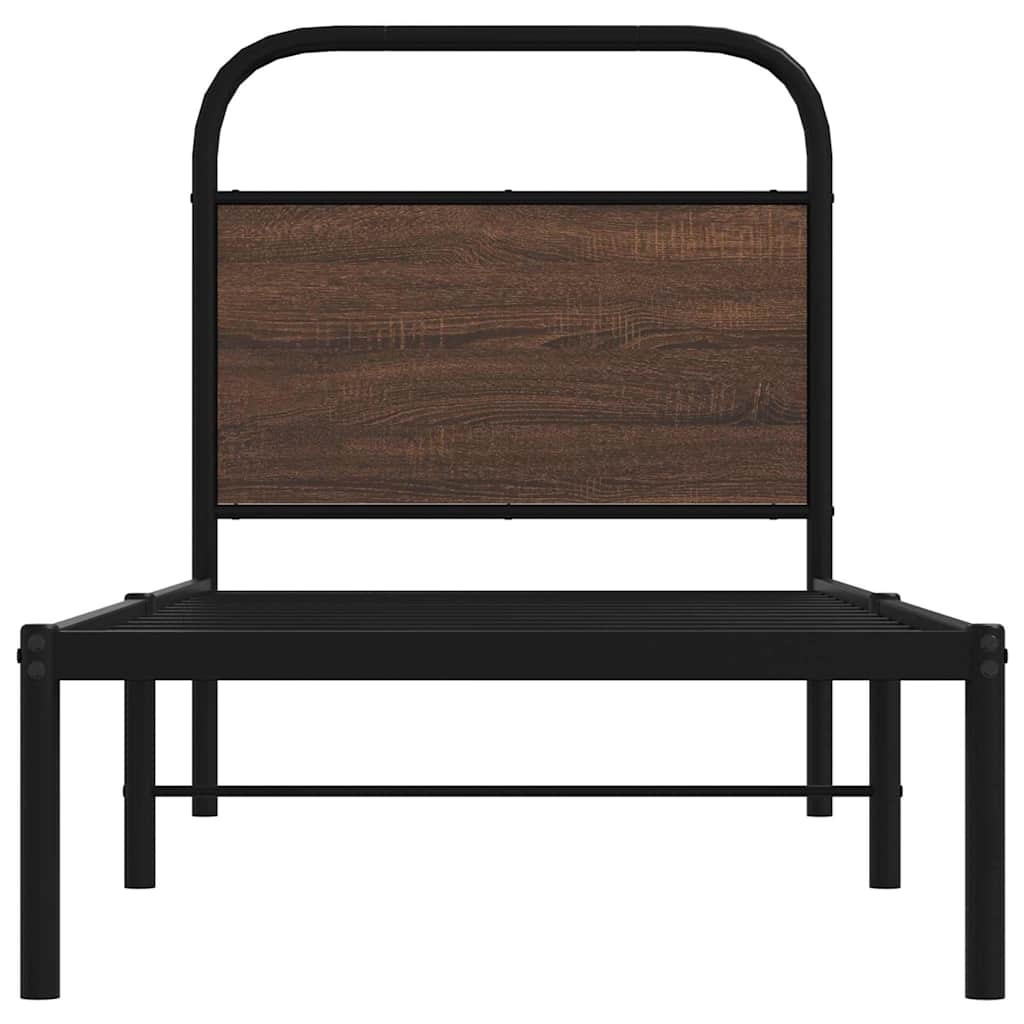 Bedframe zonder matras bewerkt hout bruin eikenkleur 75x190 cm is nu te koop bij PeponiXL, paradijselijk wonen!