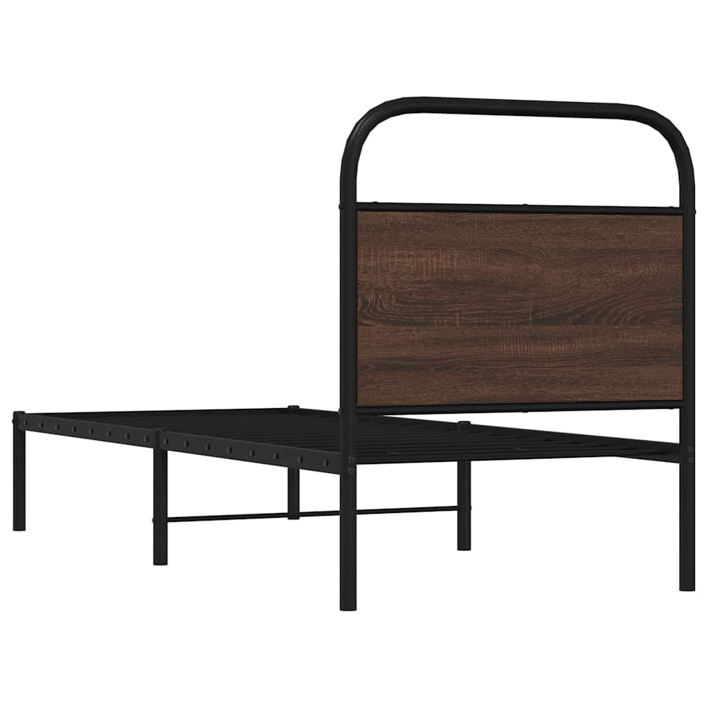 Bedframe zonder matras bewerkt hout bruin eikenkleur 75x190 cm is nu te koop bij PeponiXL, paradijselijk wonen!