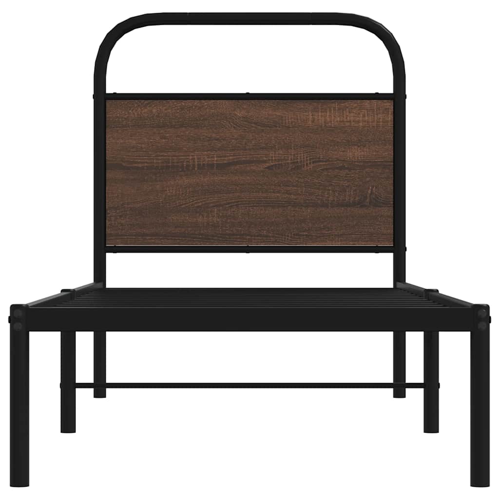 Bedframe zonder matras bewerkt hout bruin eikenkleur 80x200 cm is nu te koop bij PeponiXL, paradijselijk wonen!