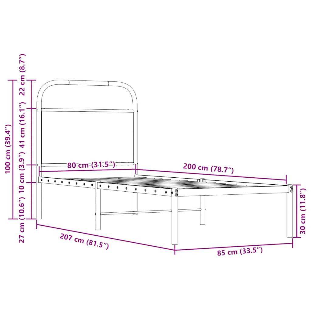 Bedframe zonder matras bewerkt hout bruin eikenkleur 80x200 cm is nu te koop bij PeponiXL, paradijselijk wonen!