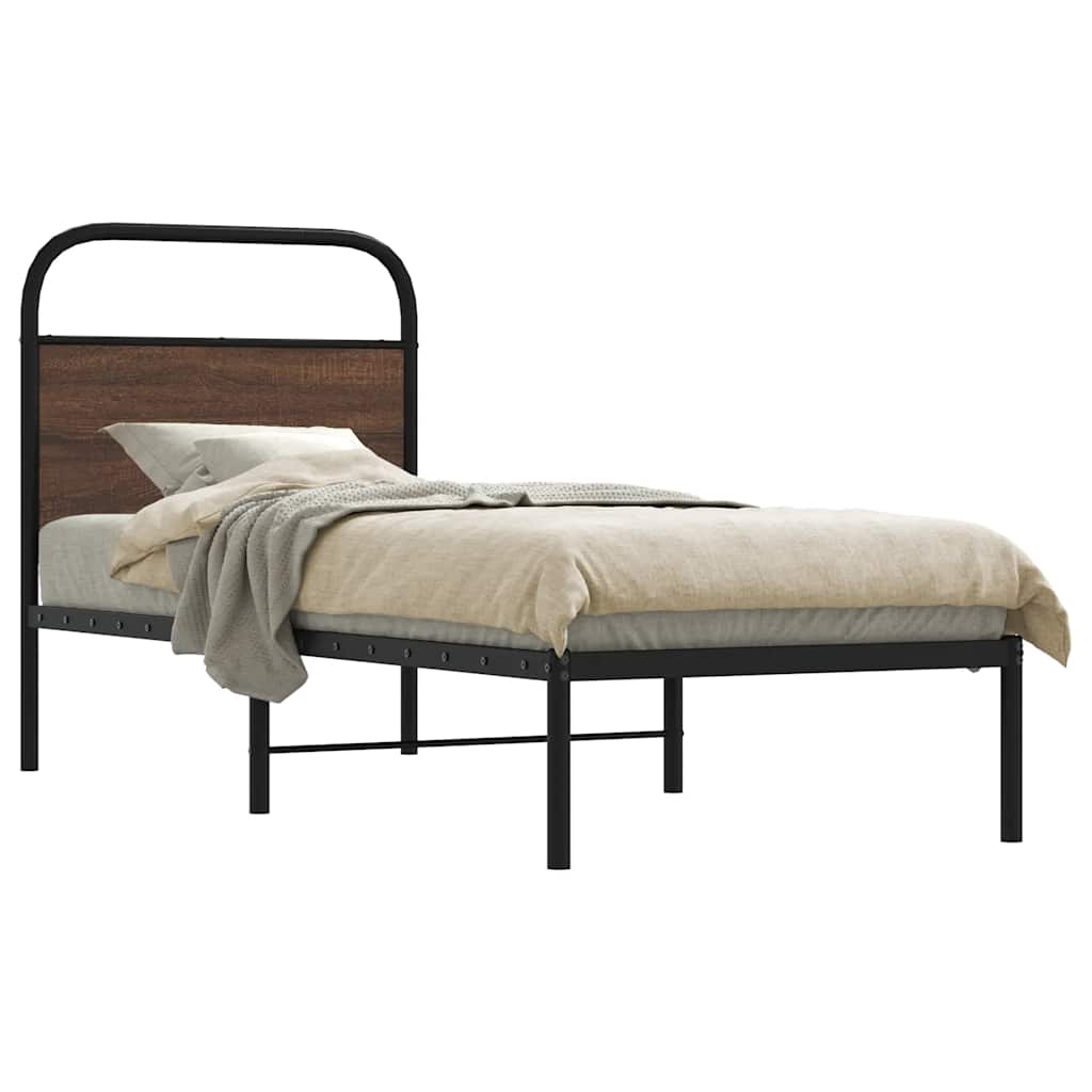Bedframe zonder matras bewerkt hout bruin eikenkleur 80x200 cm is nu te koop bij PeponiXL, paradijselijk wonen!