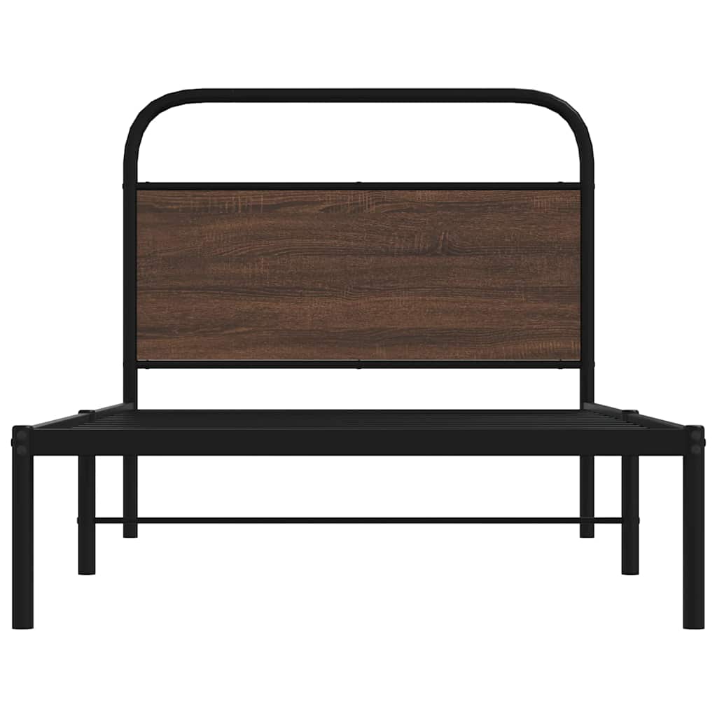 Bedframe zonder matras bewerkt hout bruin eikenkleur 90x190 cm is nu te koop bij PeponiXL, paradijselijk wonen!