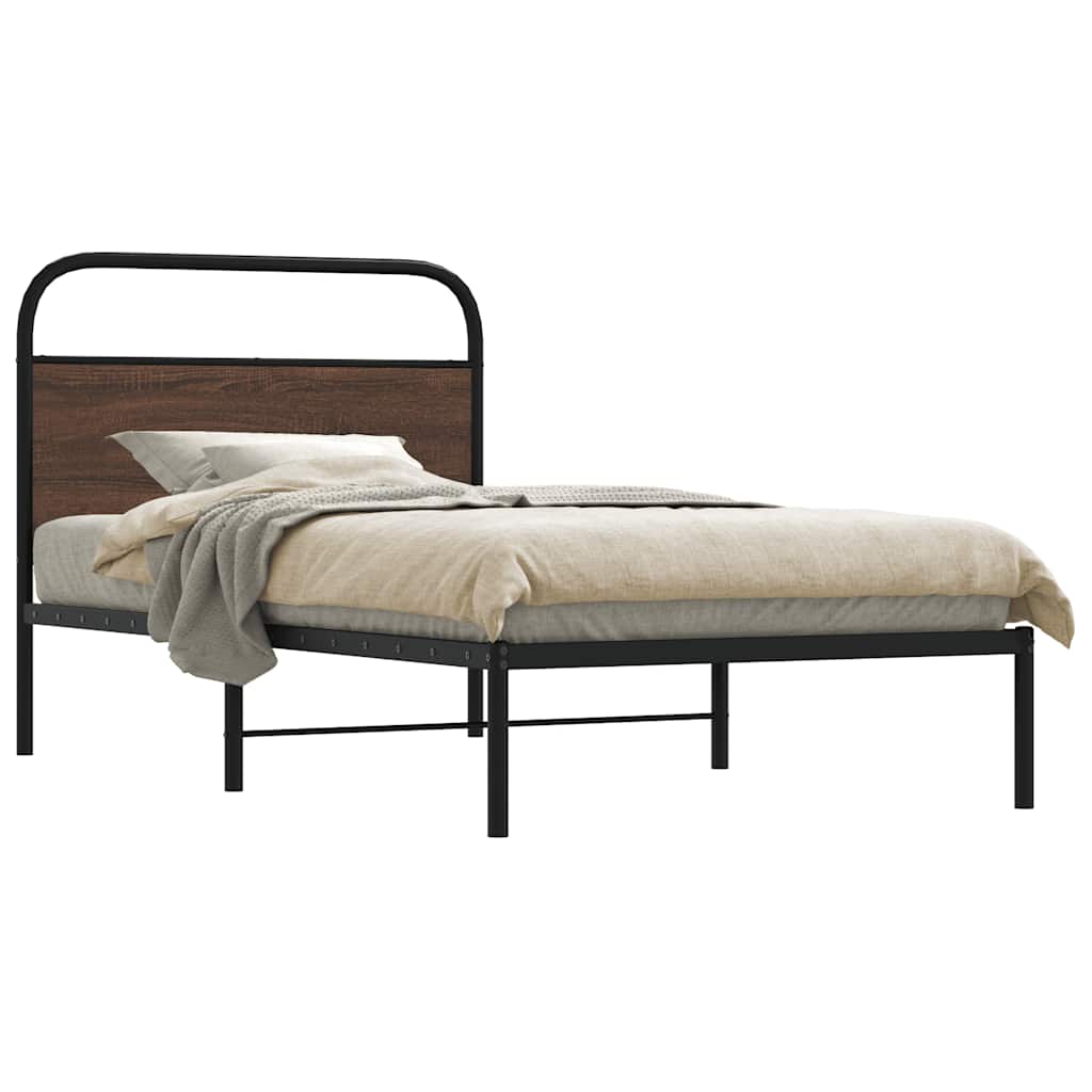 Bedframe zonder matras bewerkt hout bruin eikenkleur 90x190 cm is nu te koop bij PeponiXL, paradijselijk wonen!
