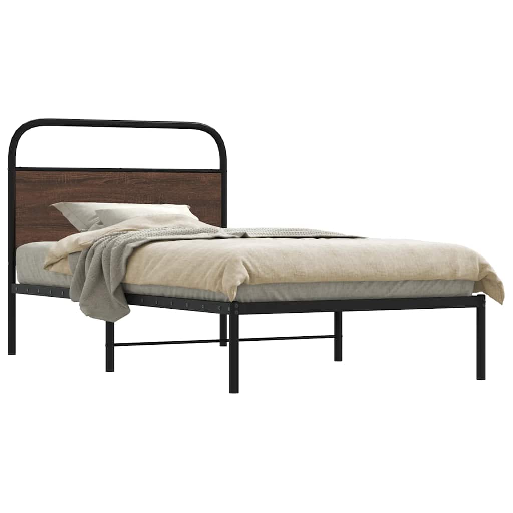 Bedframe zonder matras bewerkt hout bruin eikenkleur 100x190 cm is nu te koop bij PeponiXL, paradijselijk wonen!