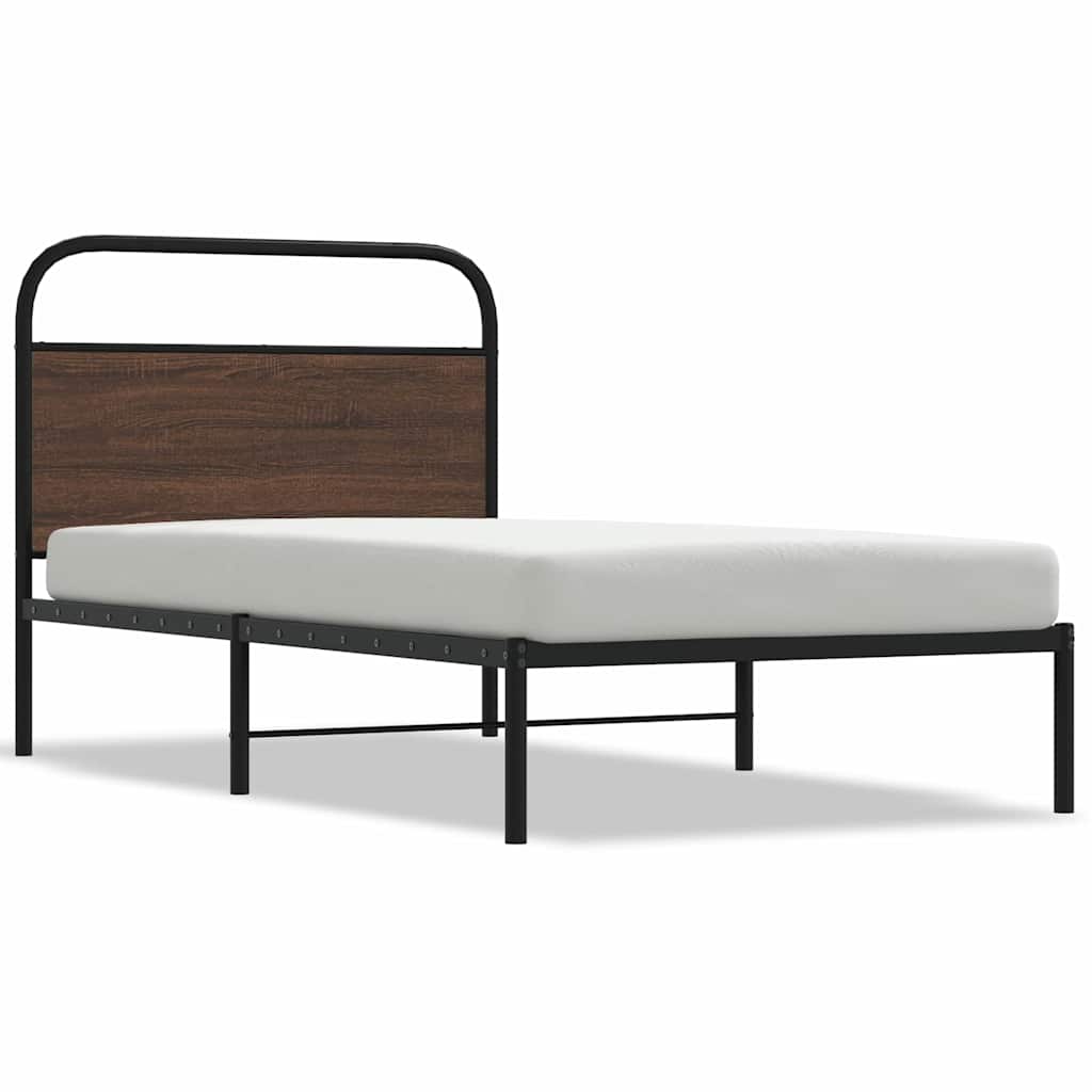 Bedframe zonder matras bewerkt hout bruin eikenkleur 100x200 cm is nu te koop bij PeponiXL, paradijselijk wonen!