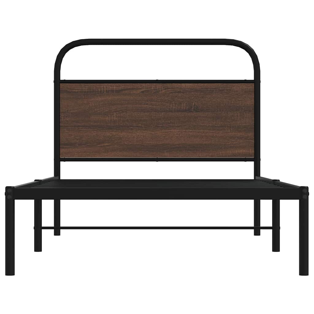 Bedframe zonder matras bewerkt hout bruin eikenkleur 100x200 cm is nu te koop bij PeponiXL, paradijselijk wonen!