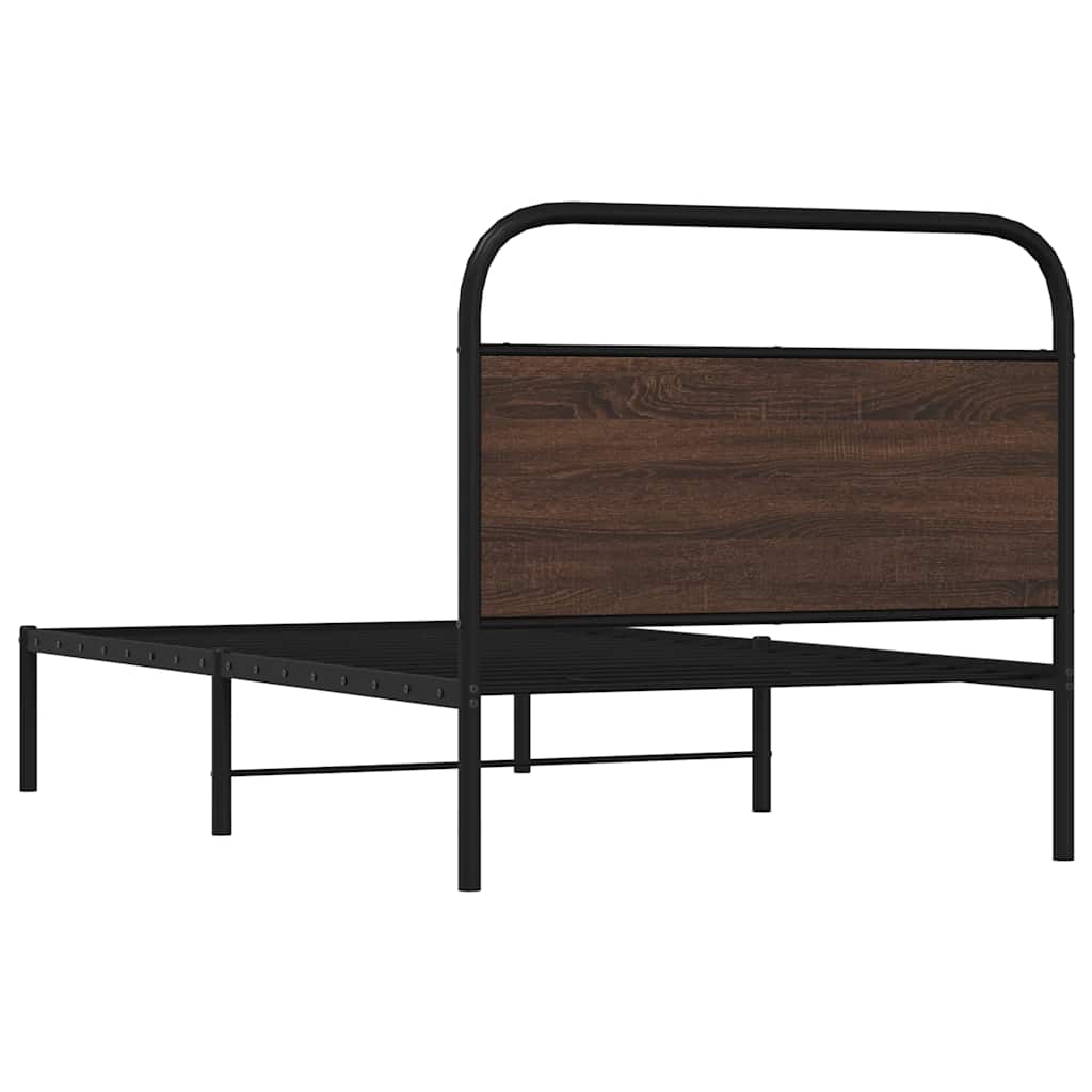 Bedframe zonder matras bewerkt hout bruin eikenkleur 100x200 cm is nu te koop bij PeponiXL, paradijselijk wonen!