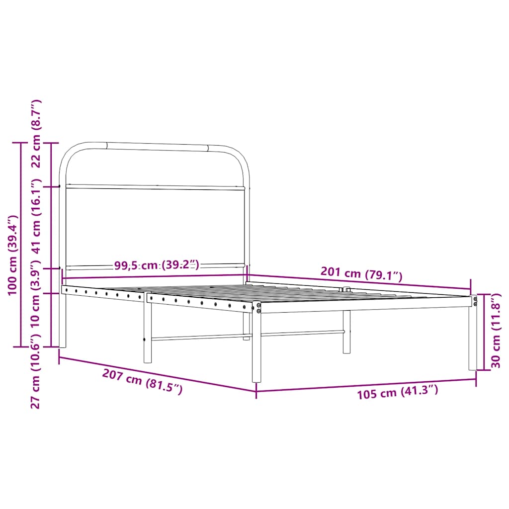 Bedframe zonder matras bewerkt hout bruin eikenkleur 100x200 cm is nu te koop bij PeponiXL, paradijselijk wonen!