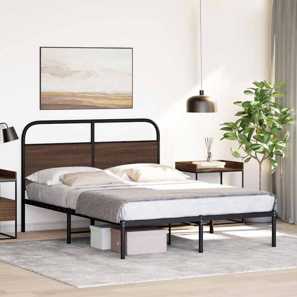 Bedframe zonder matras bewerkt hout bruin eikenkleur 140x200 cm is nu te koop bij PeponiXL, paradijselijk wonen!