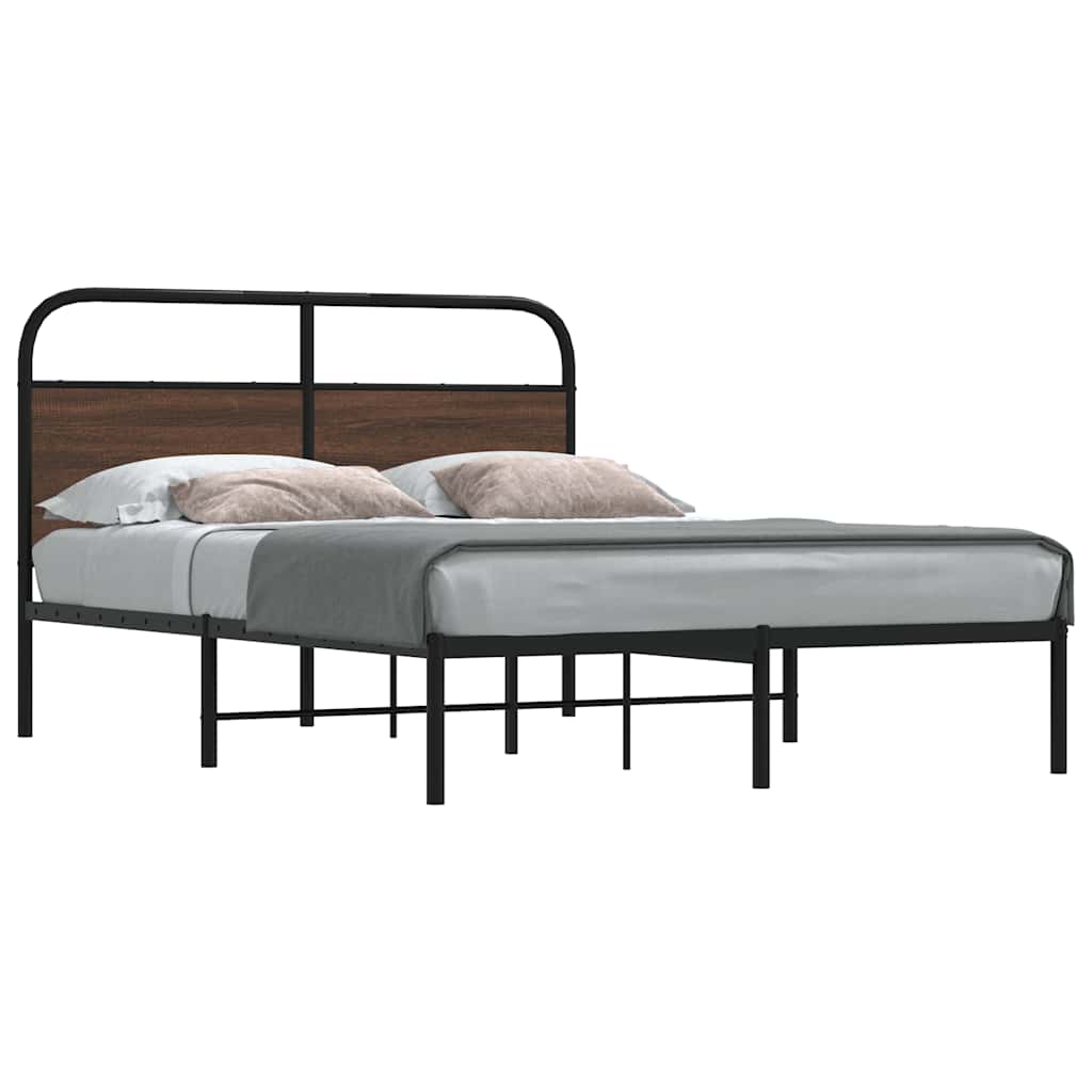 Bedframe zonder matras bewerkt hout bruin eikenkleur 140x200 cm is nu te koop bij PeponiXL, paradijselijk wonen!