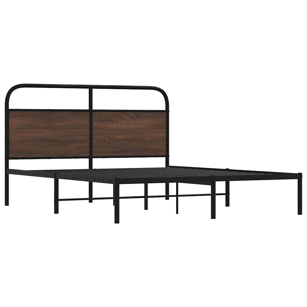 Bedframe zonder matras bewerkt hout bruin eikenkleur 150x200 cm is nu te koop bij PeponiXL, paradijselijk wonen!