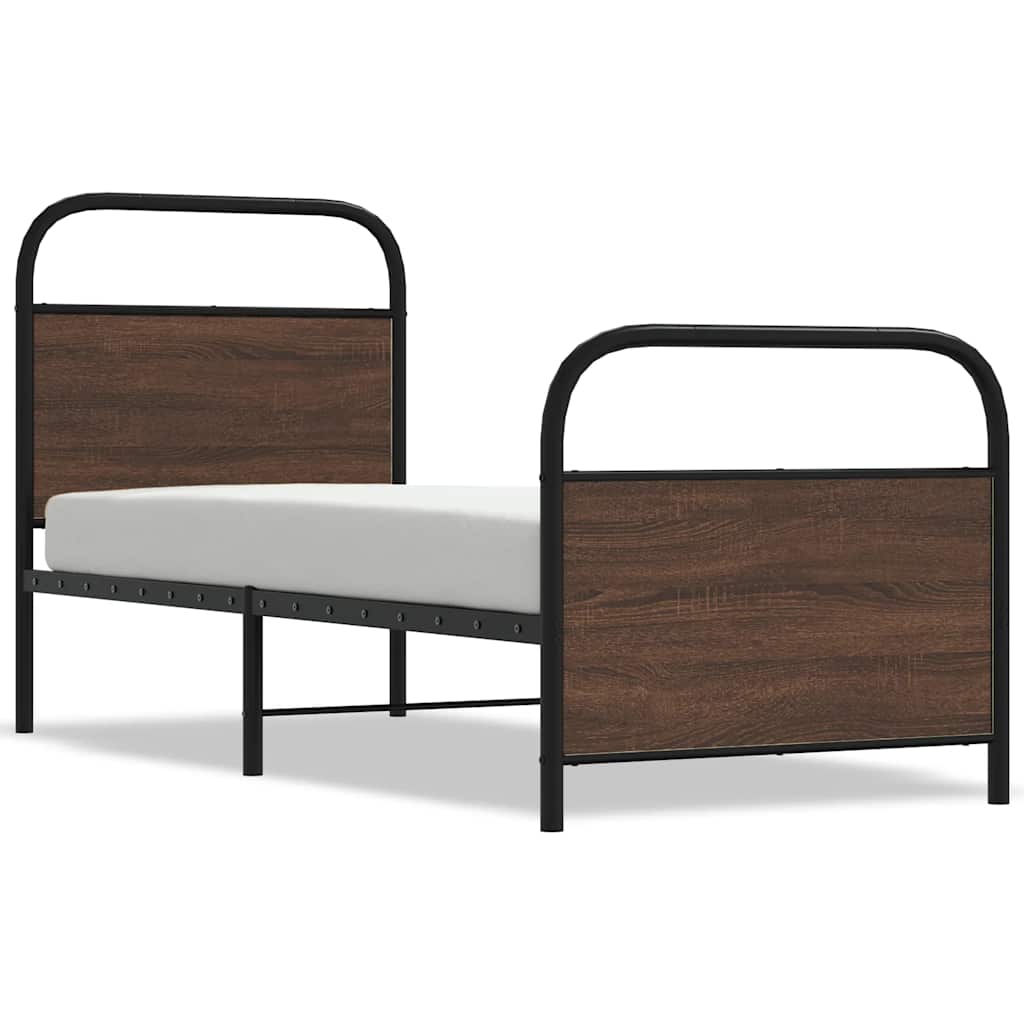 Bedframe zonder matras bewerkt hout bruin eikenkleur 75x190 cm is nu te koop bij PeponiXL, paradijselijk wonen!