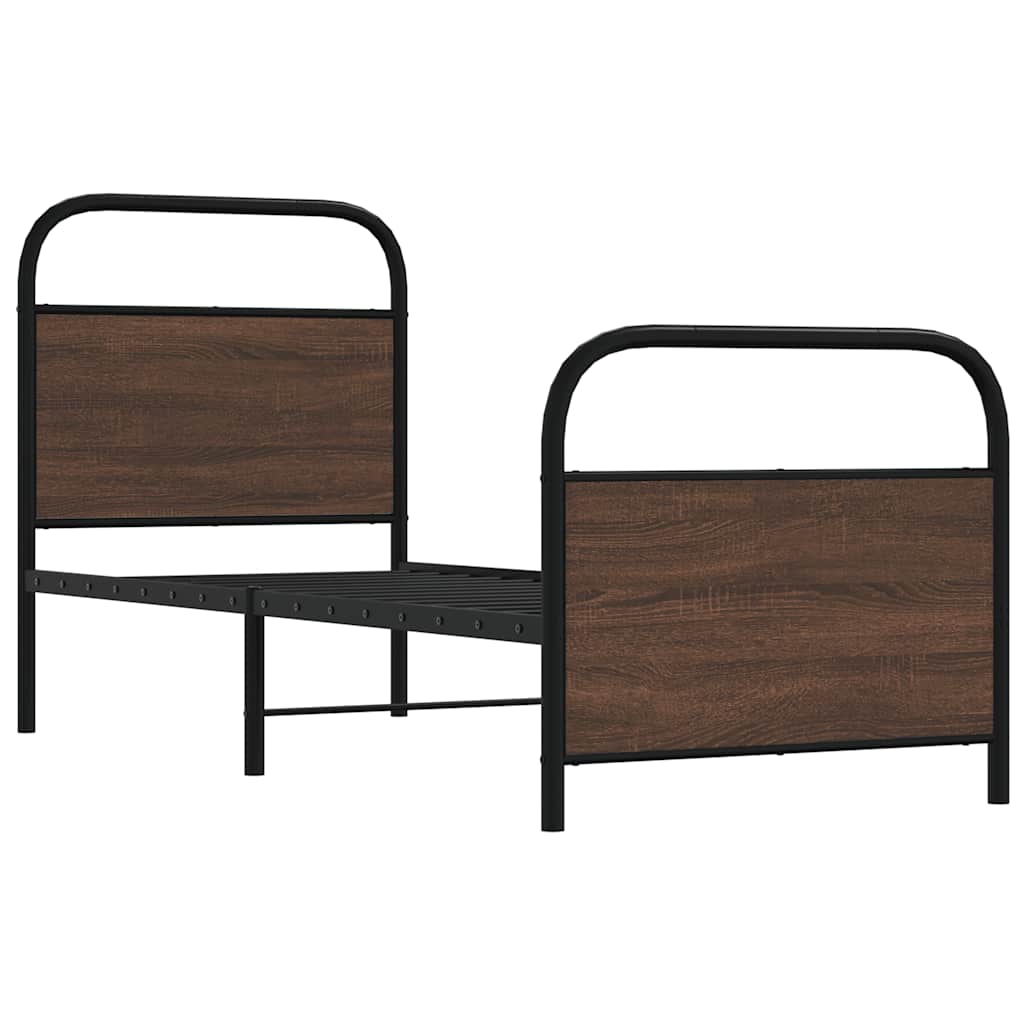 Bedframe zonder matras bewerkt hout bruin eikenkleur 75x190 cm is nu te koop bij PeponiXL, paradijselijk wonen!