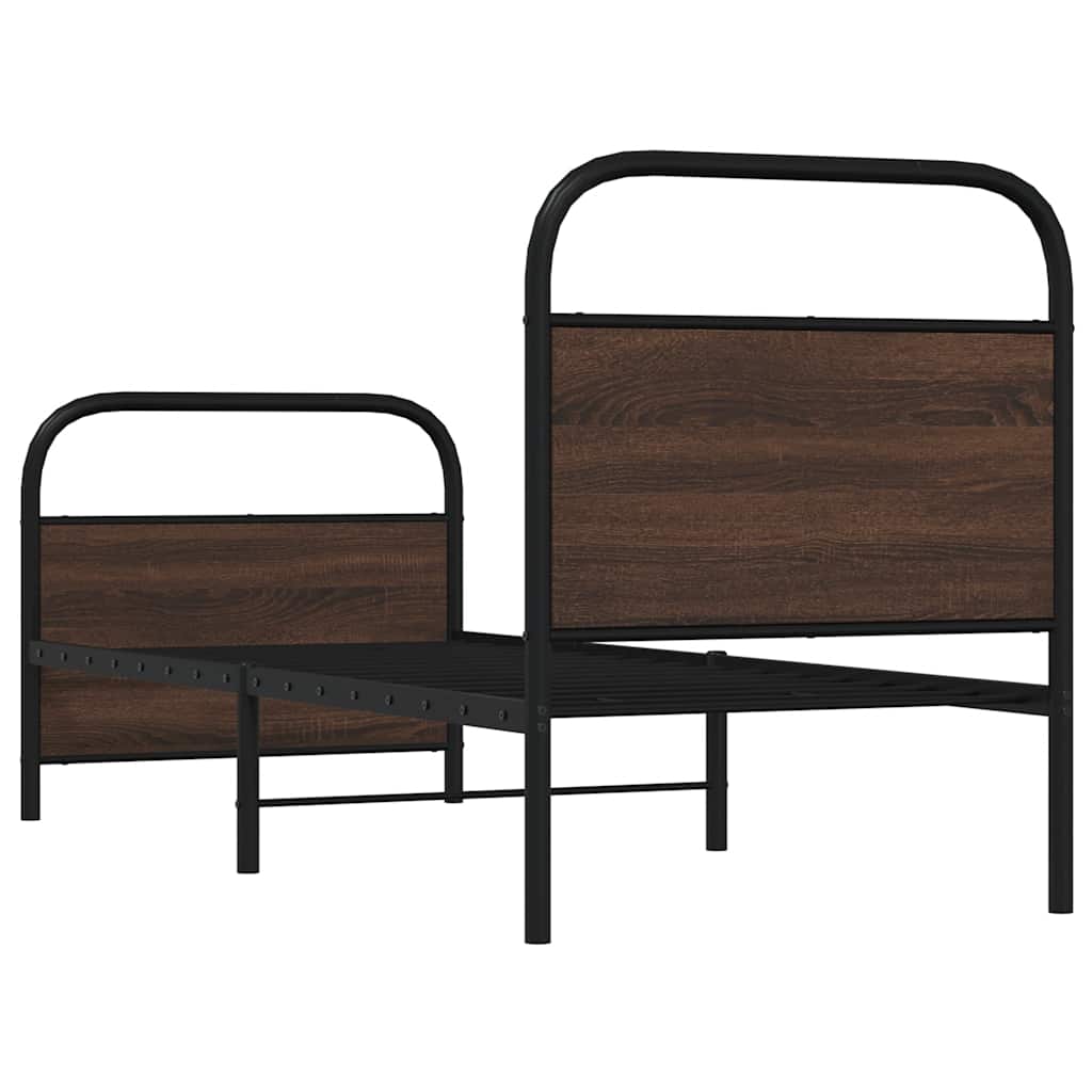 Bedframe zonder matras bewerkt hout bruin eikenkleur 80x200 cm is nu te koop bij PeponiXL, paradijselijk wonen!
