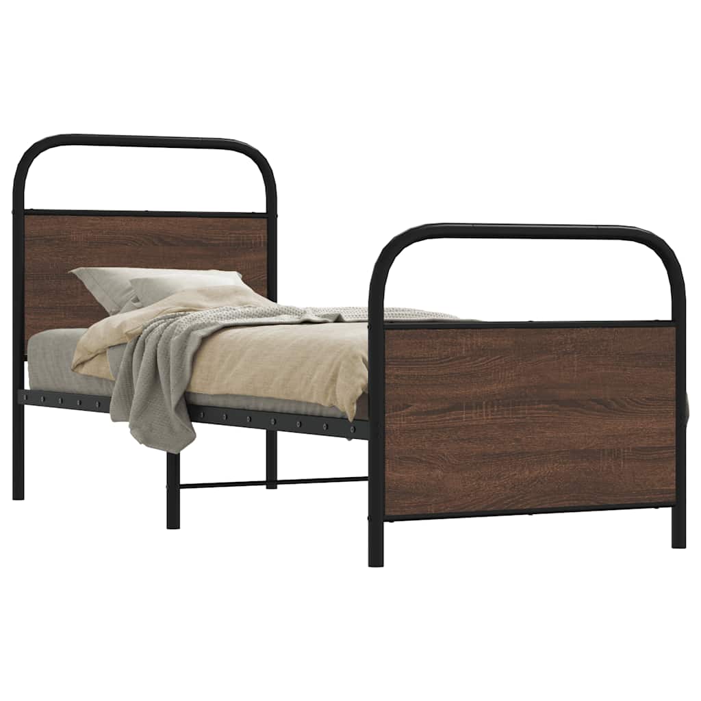 Bedframe zonder matras bewerkt hout bruin eikenkleur 80x200 cm is nu te koop bij PeponiXL, paradijselijk wonen!