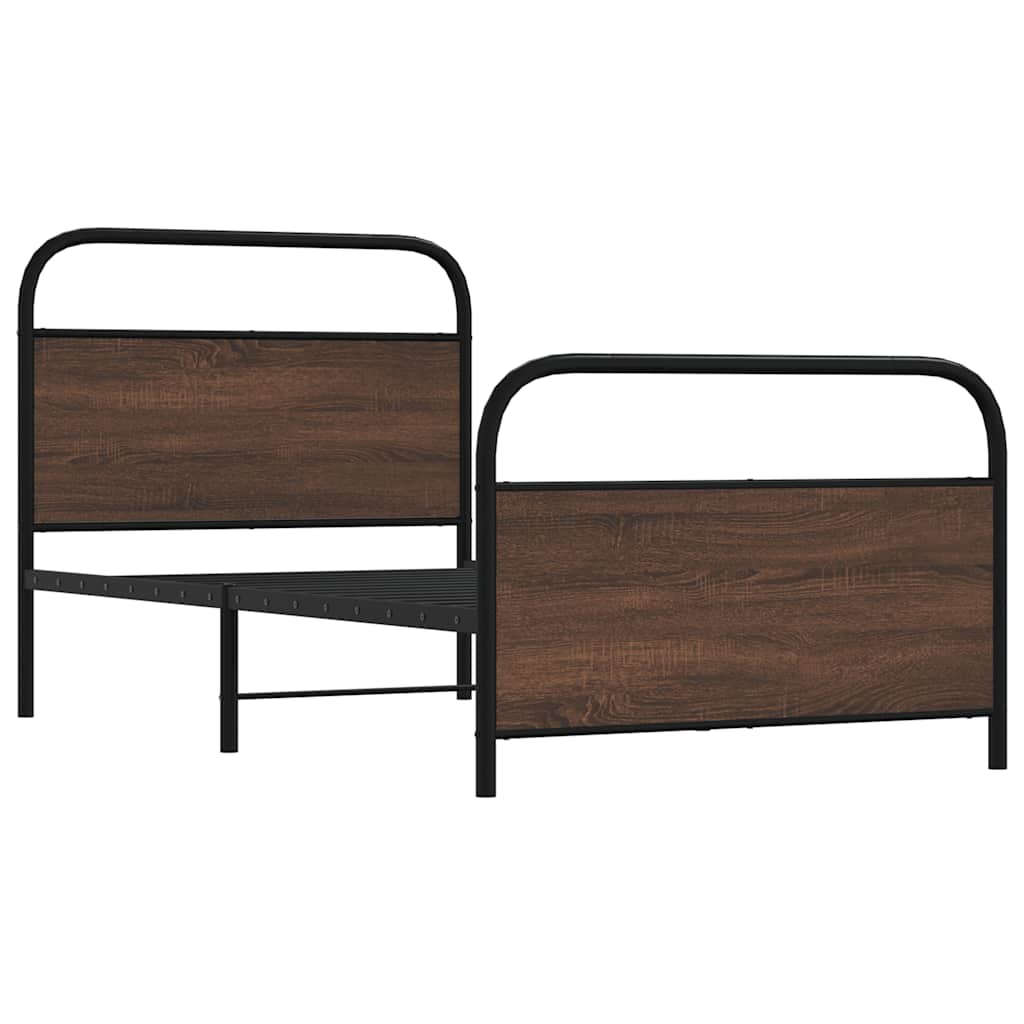 Bedframe zonder matras bewerkt hout bruin eikenkleur 90x200 cm is nu te koop bij PeponiXL, paradijselijk wonen!