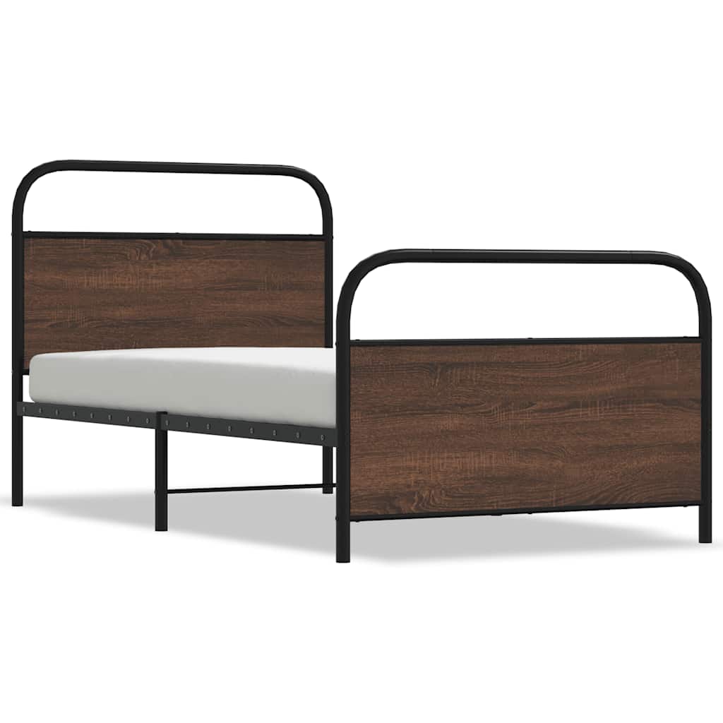 Bedframe zonder matras bewerkt hout bruin eikenkleur 100x190 cm is nu te koop bij PeponiXL, paradijselijk wonen!