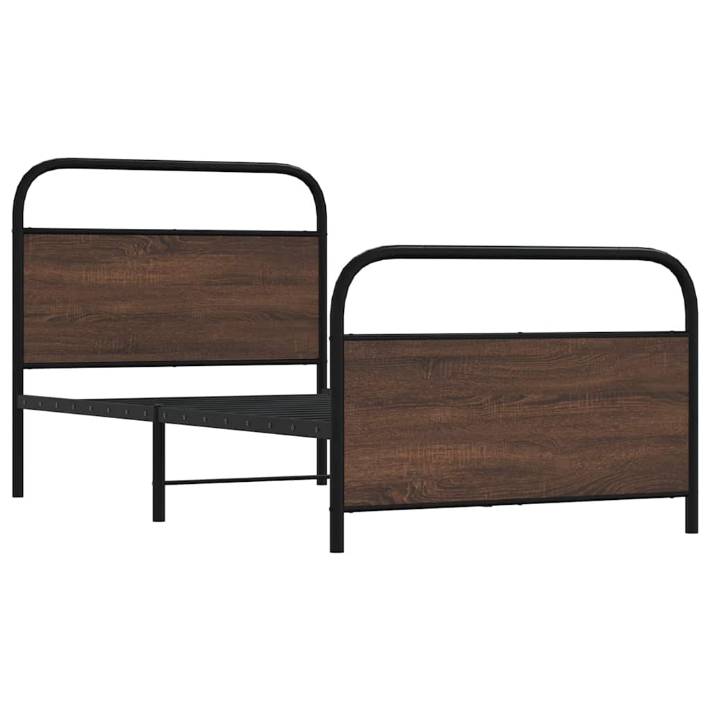 Bedframe zonder matras bewerkt hout bruin eikenkleur 107x203 cm is nu te koop bij PeponiXL, paradijselijk wonen!