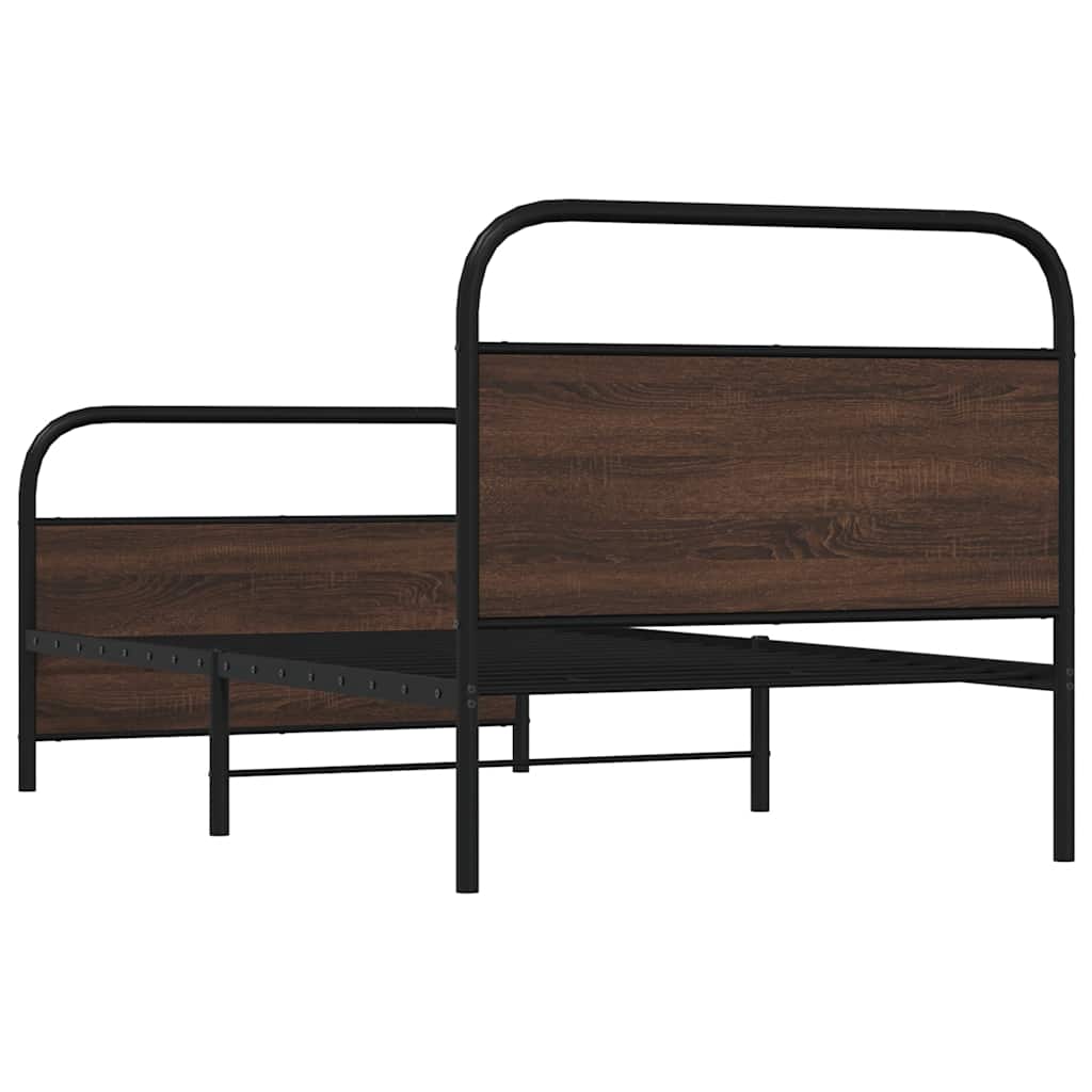 Bedframe zonder matras bewerkt hout bruin eikenkleur 107x203 cm is nu te koop bij PeponiXL, paradijselijk wonen!