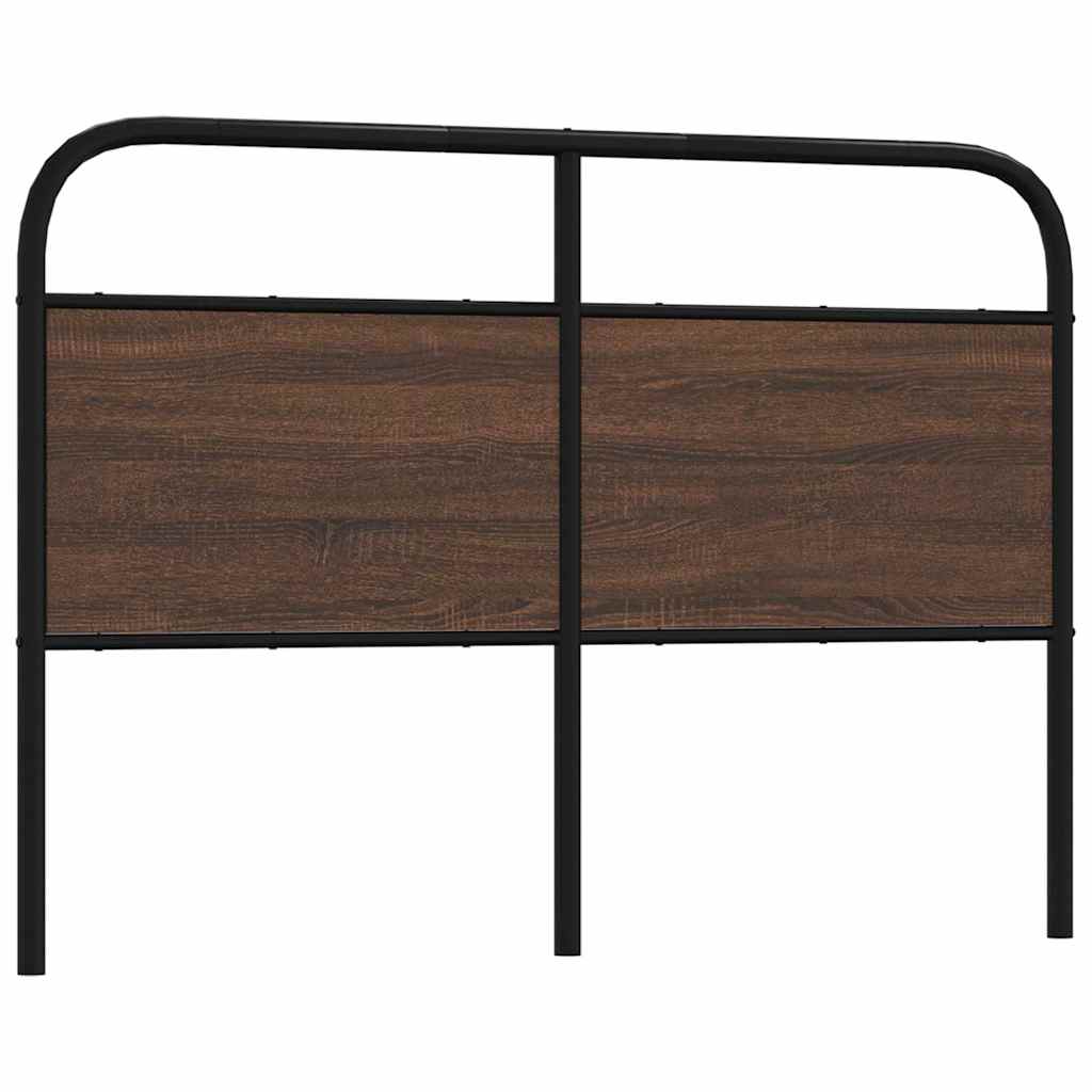 Vervangend hoofdbord 120 cm bewerkt hout en staal bruin eikenkleurig is nu te koop bij PeponiXL, paradijselijk wonen!