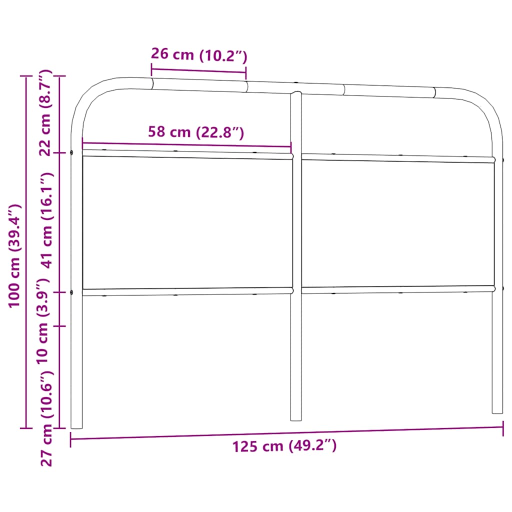 Vervangend hoofdbord 120 cm bewerkt hout en staal bruin eikenkleurig is nu te koop bij PeponiXL, paradijselijk wonen!
