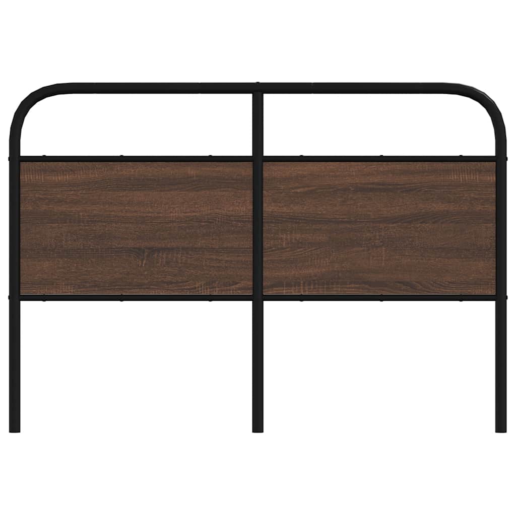 Vervangend hoofdbord 135 cm bewerkt hout en staal bruin eikenkleurig is nu te koop bij PeponiXL, paradijselijk wonen!