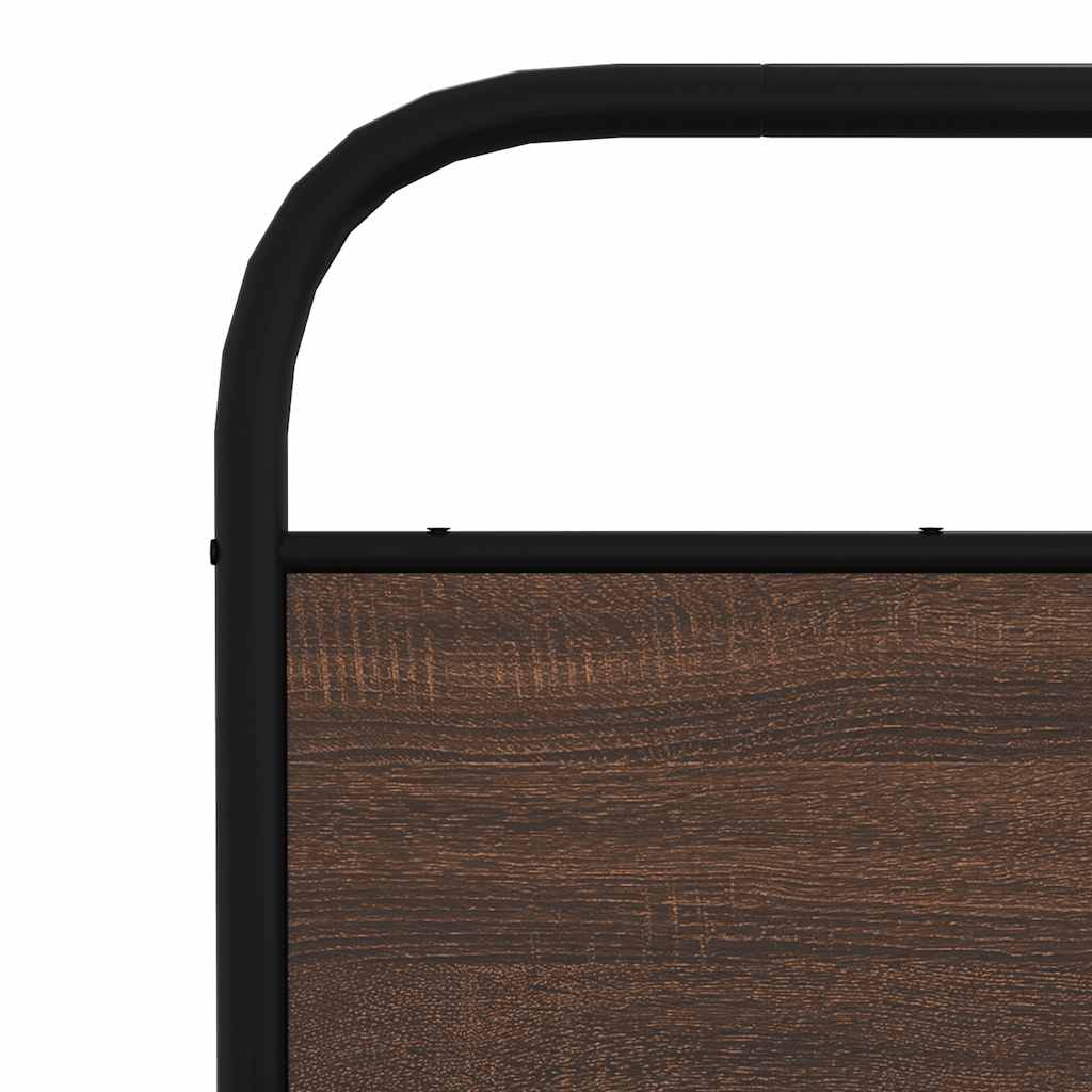 Vervangend hoofdbord 140 cm bewerkt hout en staal bruin eikenkleurig is nu te koop bij PeponiXL, paradijselijk wonen!
