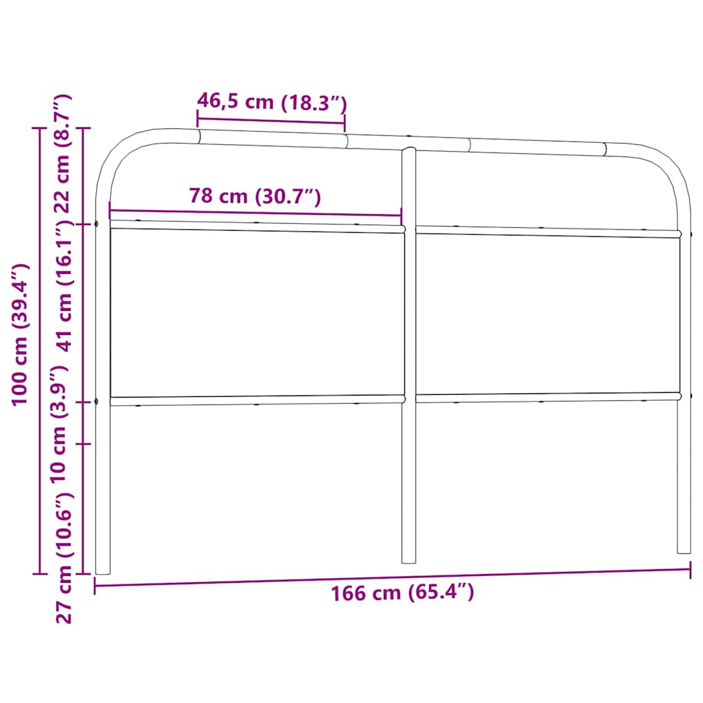 Vervangend hoofdbord 160 cm bewerkt hout en staal bruin eikenkleurig is nu te koop bij PeponiXL, paradijselijk wonen!