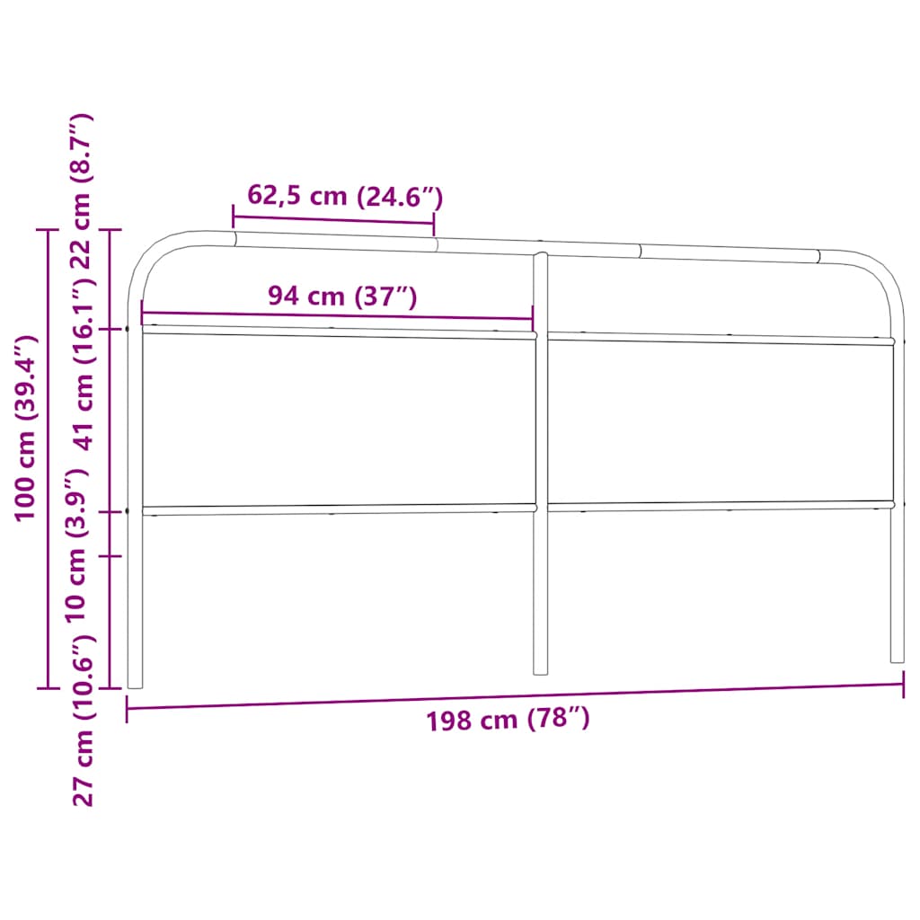 Vervangend hoofdbord 190 cm bewerkt hout en staal bruin eikenkleurig is nu te koop bij PeponiXL, paradijselijk wonen!